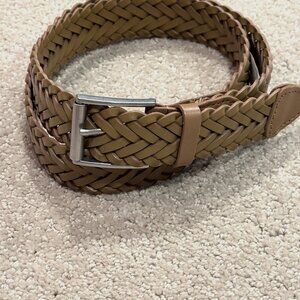 Tan Braided Belt LARGE Leather and Synthetic Classic Casual Preppy - Old Navy